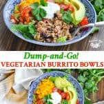 Long collage of vegetarian burrito bowls