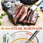 Long collage of the best steak marinade recipe