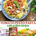 Long collage of Tomato Pesto Pasta with Grilled Chicken