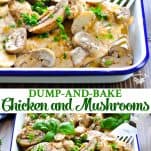 Long collage of Dump and Bake Chicken and Mushrooms