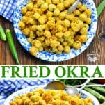 Long collage of Fried Okra recipe