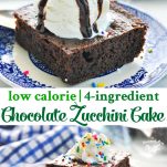 Long collage of low calorie 4 ingredient chocolate zucchini cake