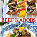 Long collage of Easy Marinated Beef Kabobs
