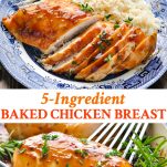 Long collage of 5 ingredient baked chicken breast recipe
