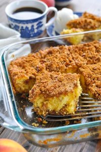 Cinnamon Streusel Peach Cake - The Seasoned Mom