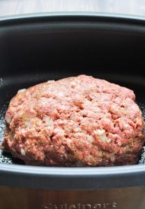 Raw meatloaf in crock pot