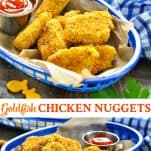 Long collage of homemade chicken nuggets recipe
