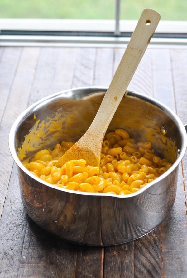 Pot of creamy mac and cheese