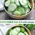 Long collage of Cucumber Salad with Vinegar