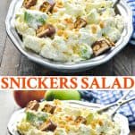 Long collage of Snickers Salad recipe