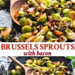 Long collage of Roasted Brussels Sprouts with bacon