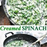 Long collage of Creamed Spinach recipe