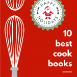 Long collage image of 10 best cookbooks for holiday gift giving
