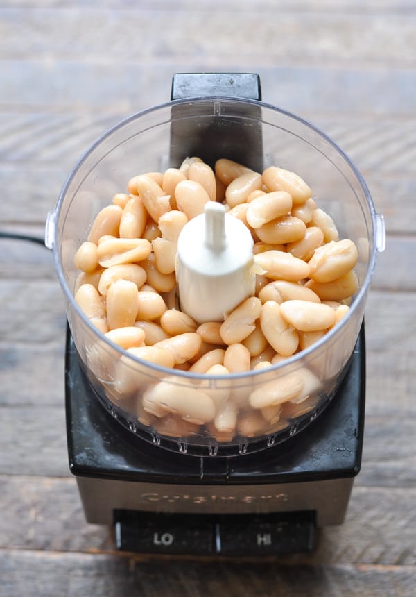 White beans in a food processor