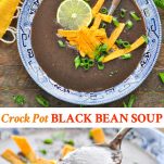 Long collage image of Black Bean Soup recipe