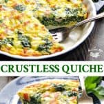 Long collage image of Crustless Quiche with Spinach