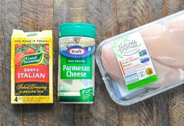 Three ingredients for parmesan crusted chicken