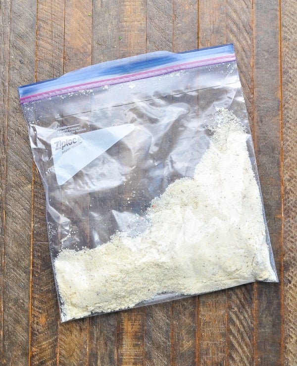 Bag of parmesan and seasoning for chicken breasts