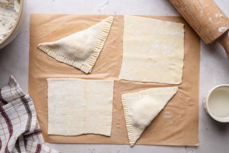 Pockets folded into the triangle shape.