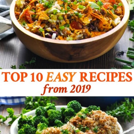 Long collage image of Top 10 Easy Recipes from 2019