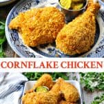 Long collage image of Cornflake Chicken