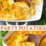 Long collage image of Party Potatoes