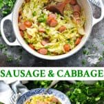 Long collage of Sausage and Cabbage