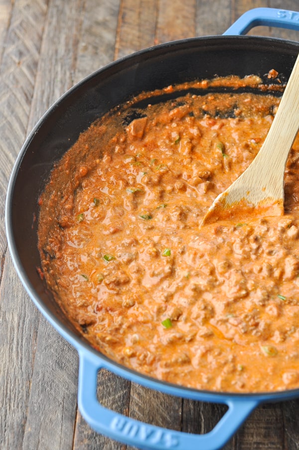 Meat sauce with cream cheese for baked spaghetti