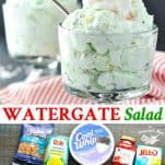 Long collage image of Watergate Salad recipe