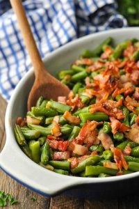 Close up front shot of Arkansas Green Beans with Bacon
