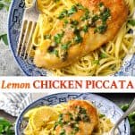 Long collage image of Lemon Chicken Piccata