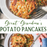 Long collage image of potato pancakes recipe