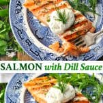 Long collage image of Salmon with Dill Sauce