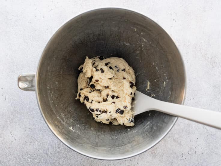 Adding currants to the dough for Irish soda bread.