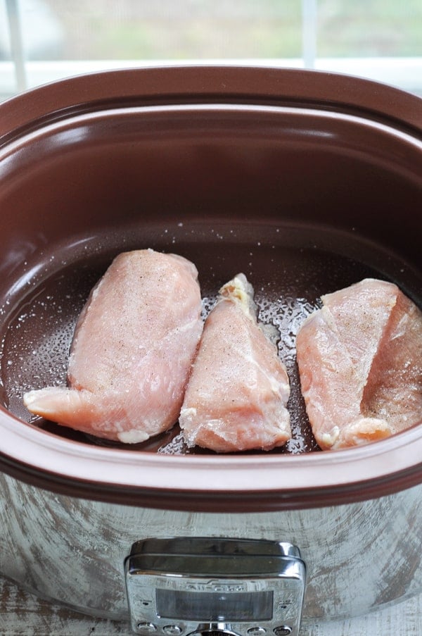 Chicken breasts in a slow cooker