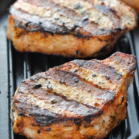 Close up shot of juicy grilled pork chops