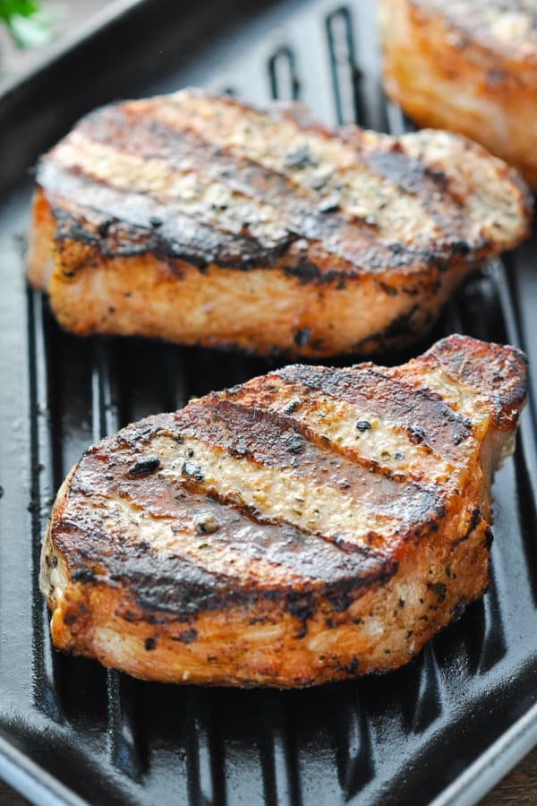 Close up shot of juicy grilled pork chops