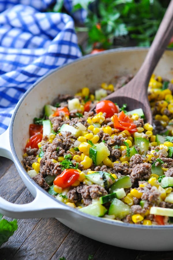 Ground Beef Dinner with Summer Vegetables - The Seasoned Mom