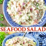 Long collage image of Seafood Salad