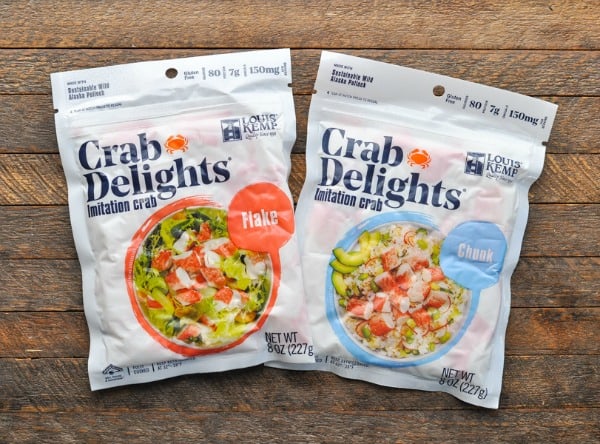 Two packages of imitation crab