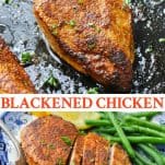 Long collage image of Blackened Chicken