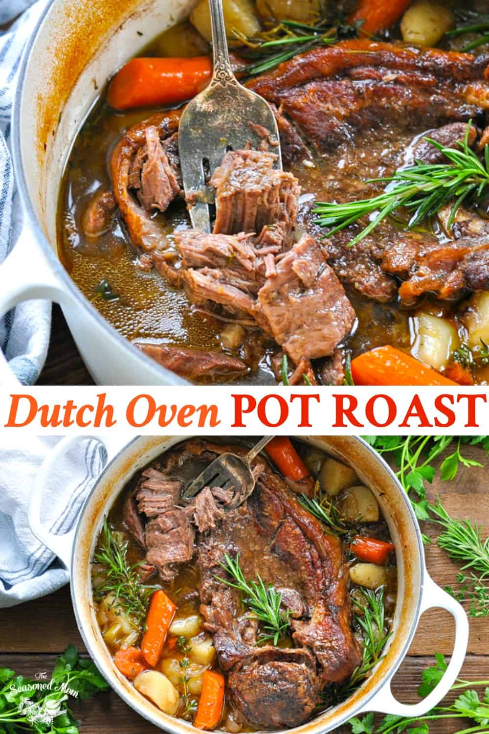 Long collage image of Dutch Oven Pot Roast