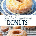 Long collage image of old fashioned donut recipe
