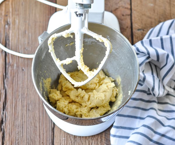 Old Fashioned Donut dough in a stand mixer