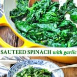 Long collage image of Sauteed Spinach with Garlic