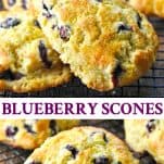 Long collage image of Blueberry Scones Recipe