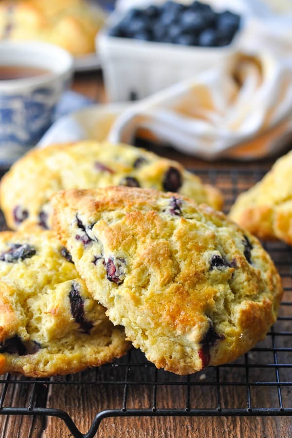 Close up shot of the best blueberry scones recipe cooling