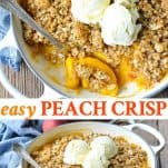 Long collage image of Peach Crisp