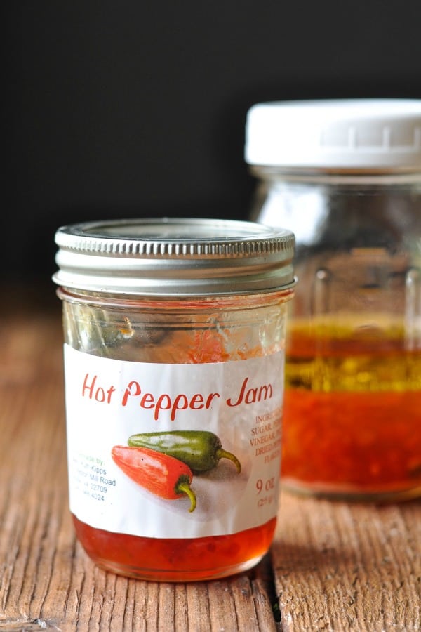 Mason jar full of hot pepper jam