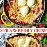 Long collage image of Strawberry Crisp